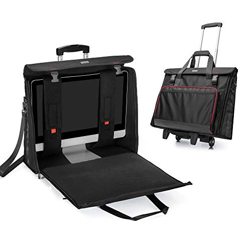 CURMIO Rolling Carrying Bag Compatible for Apple iMac 21.5 inch Desktop Computer, Detachable Trolley Storage Case Compatible with iMac 21.5-inch Monitors and Accessories, Black Patent Pending