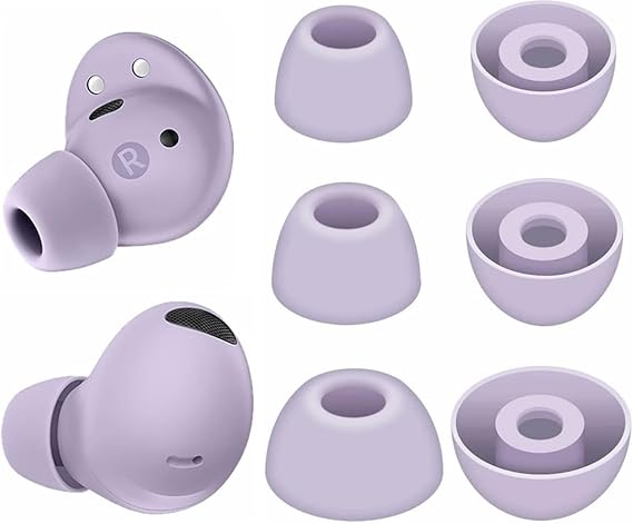 Replacement Earbud Ear Buds Tips Eartips Compatible with Samsung Galaxy Buds 2 Pro Earbuds, 3 Pairs S/M/L 3 Sizes Soft Silicone Earbuds Tips Ear Tip Bora Purple 723