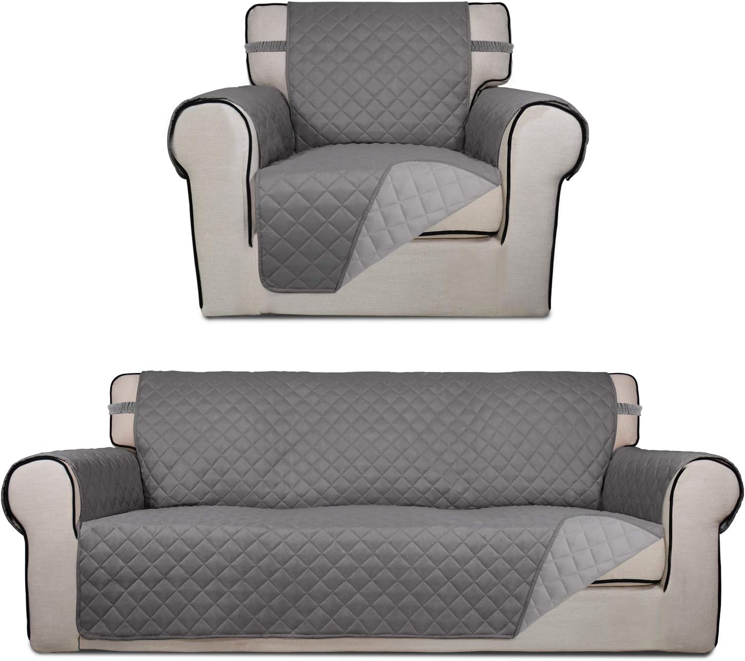 PureFit Chair Sofa Cover Bundles Reversible GrayLight Gray Couch Cover